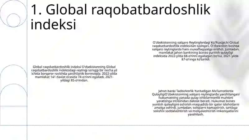 O'Zbekistonning Xalqaro Reytinglardagi Ko'Rsatgichi 2