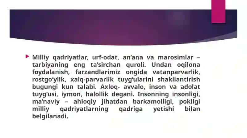 Komil inson tarbiyasida xalq ijodiy merosining tutganoʻrni. 2