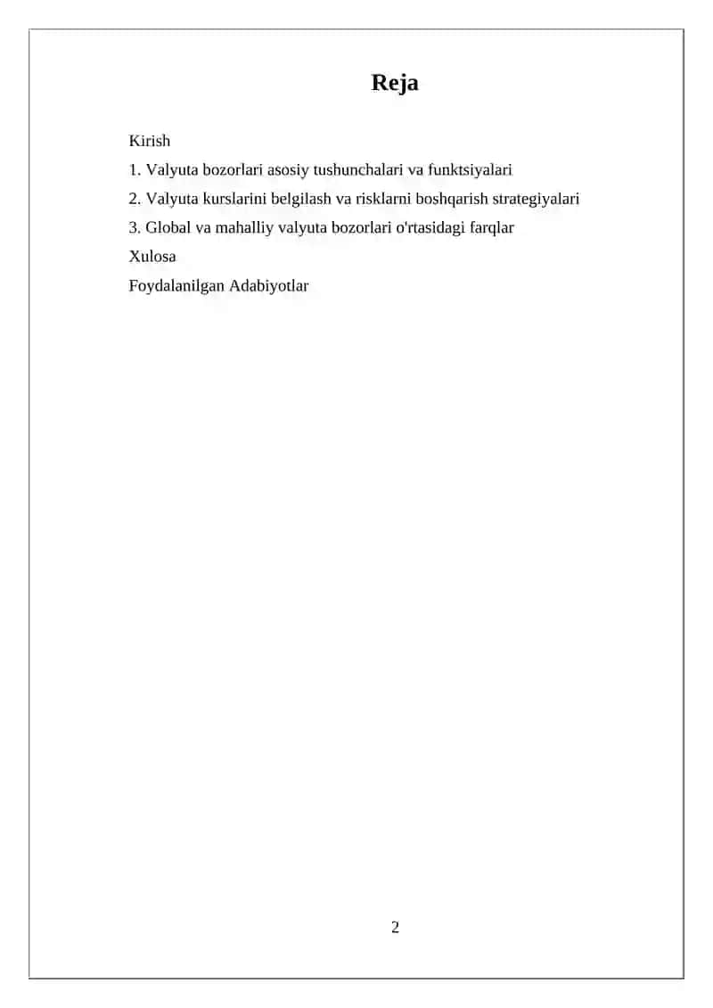 Valyuta Bozorlari 2