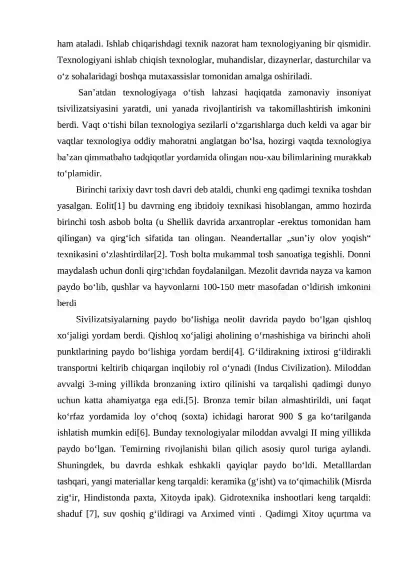 Texnologiyalar va loyihalashtirishning tarixi 2