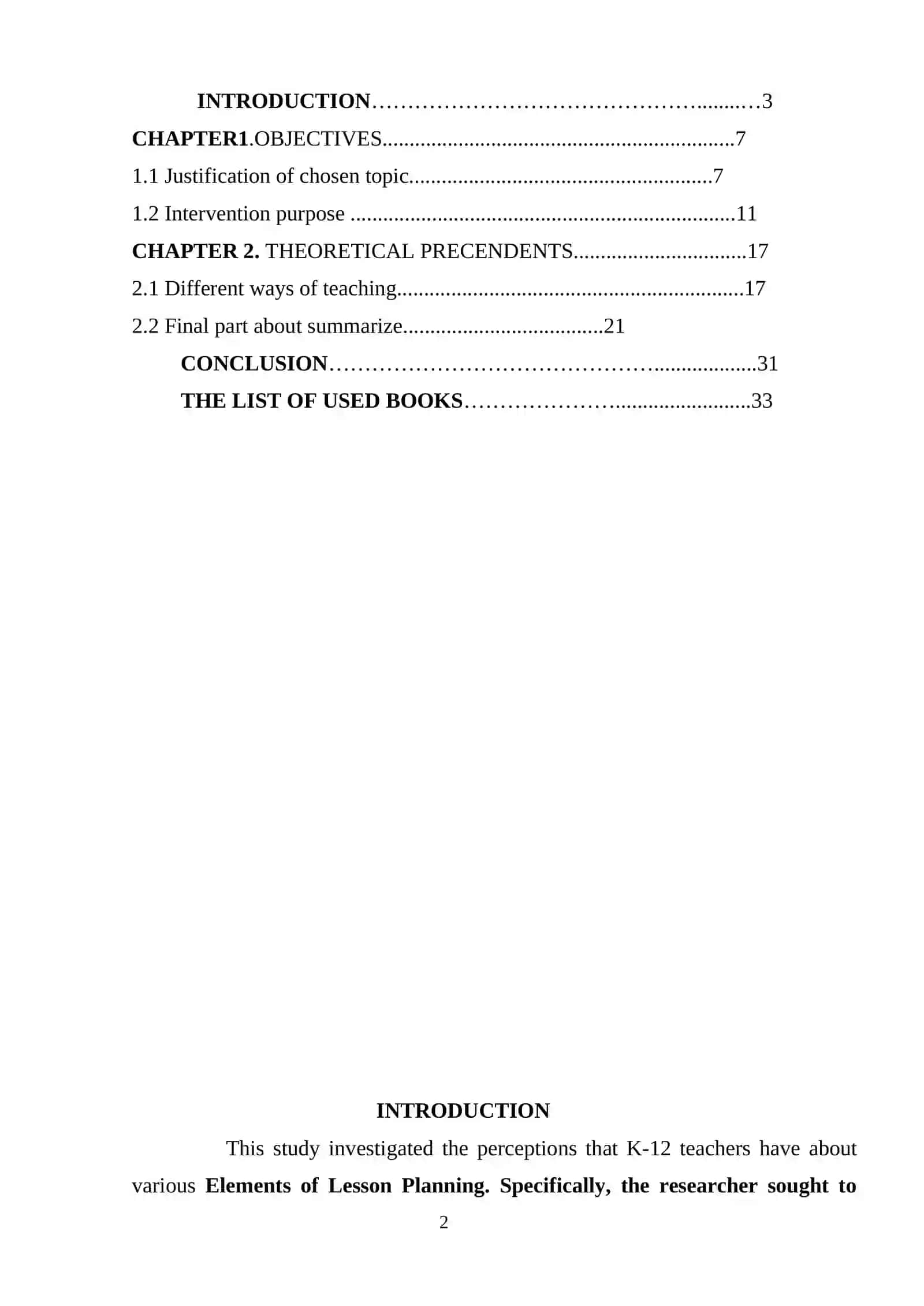 English Faculty II Course Work 2