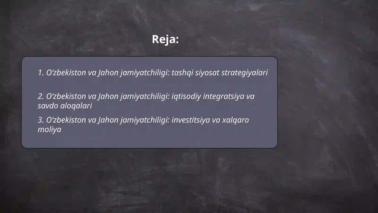 Oʻzbekiston va Jahon jamiyatchiligi 2