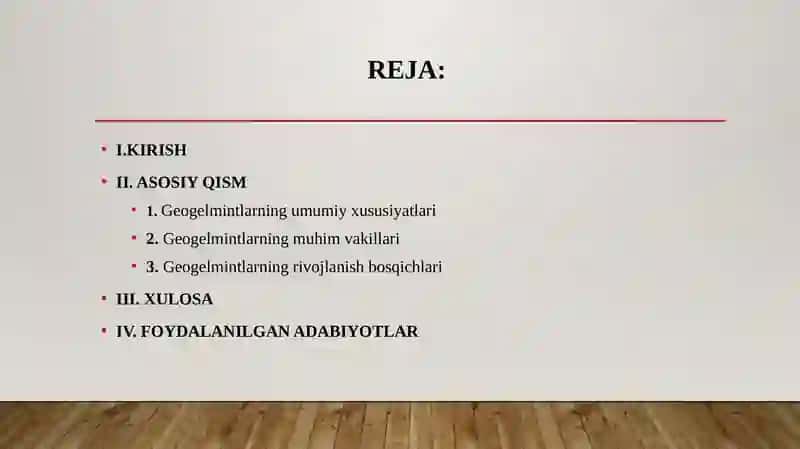 GEOGELMENTLARNING MUHIM VAKILLARI VA RIVOJLANISHI 2