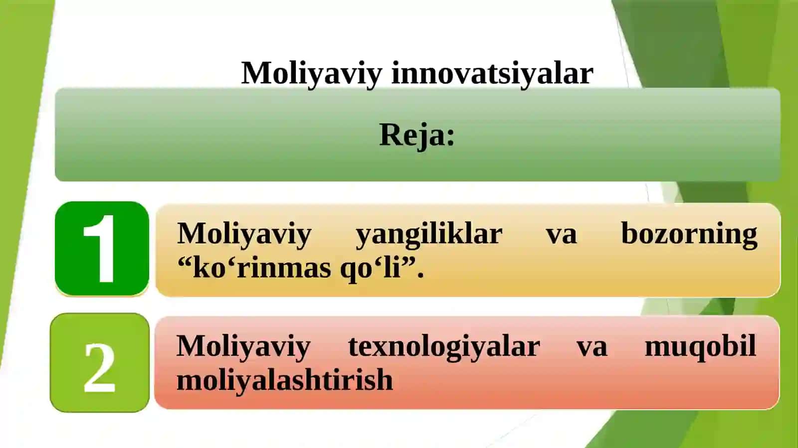 Moliyaviy innovatsiyalar PPT 2
