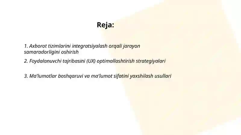 Axborot tizimlaridan foydalanish samaradorligini oshirish 2