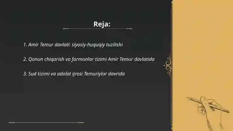 Amir Temur davlati vq huquqi 2