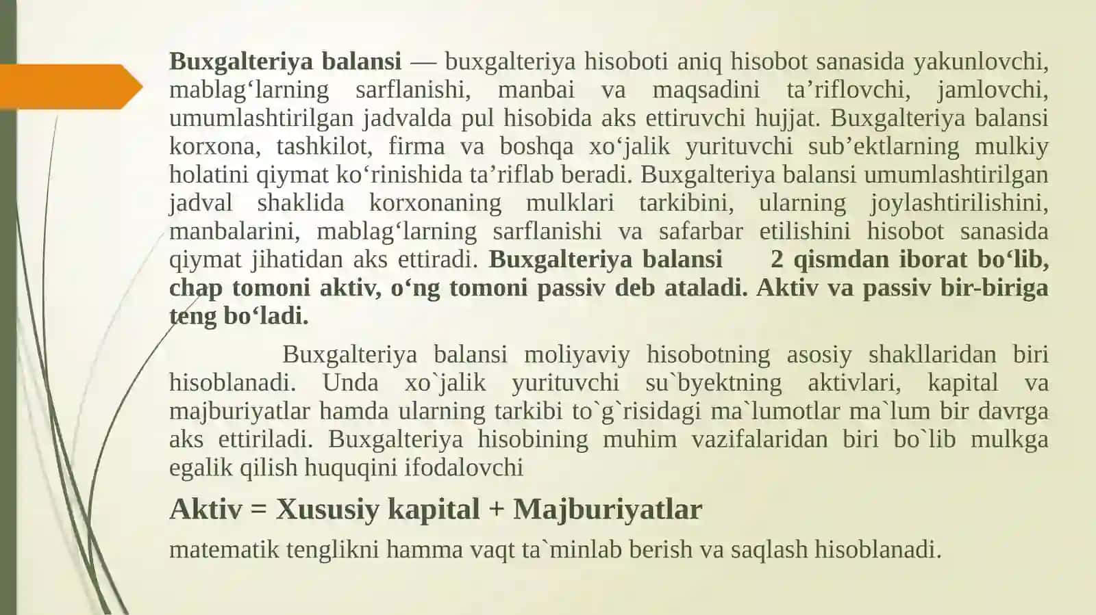 Moliyaviy holat (buxgalteriya balansi) tahlili 2