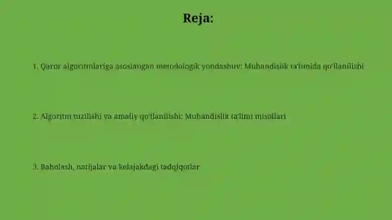 Muhandislik Ta’limida Qaror Algoritmiga Asoslangan Metodik Yondashuv 2