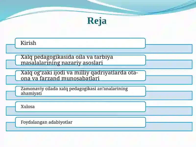 Xalq pedagogikasida ota-ona farzandlarining o'zaro munosabatlari. 2