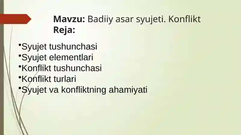 "Badiiy asar syujeti" taqdimot (slayd) 2