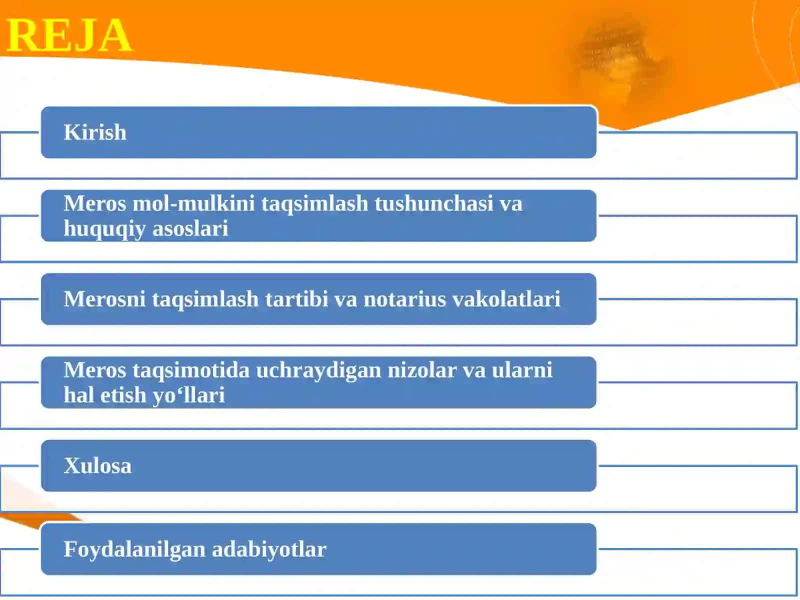 Meros mol-mulkini taqsimlash 2