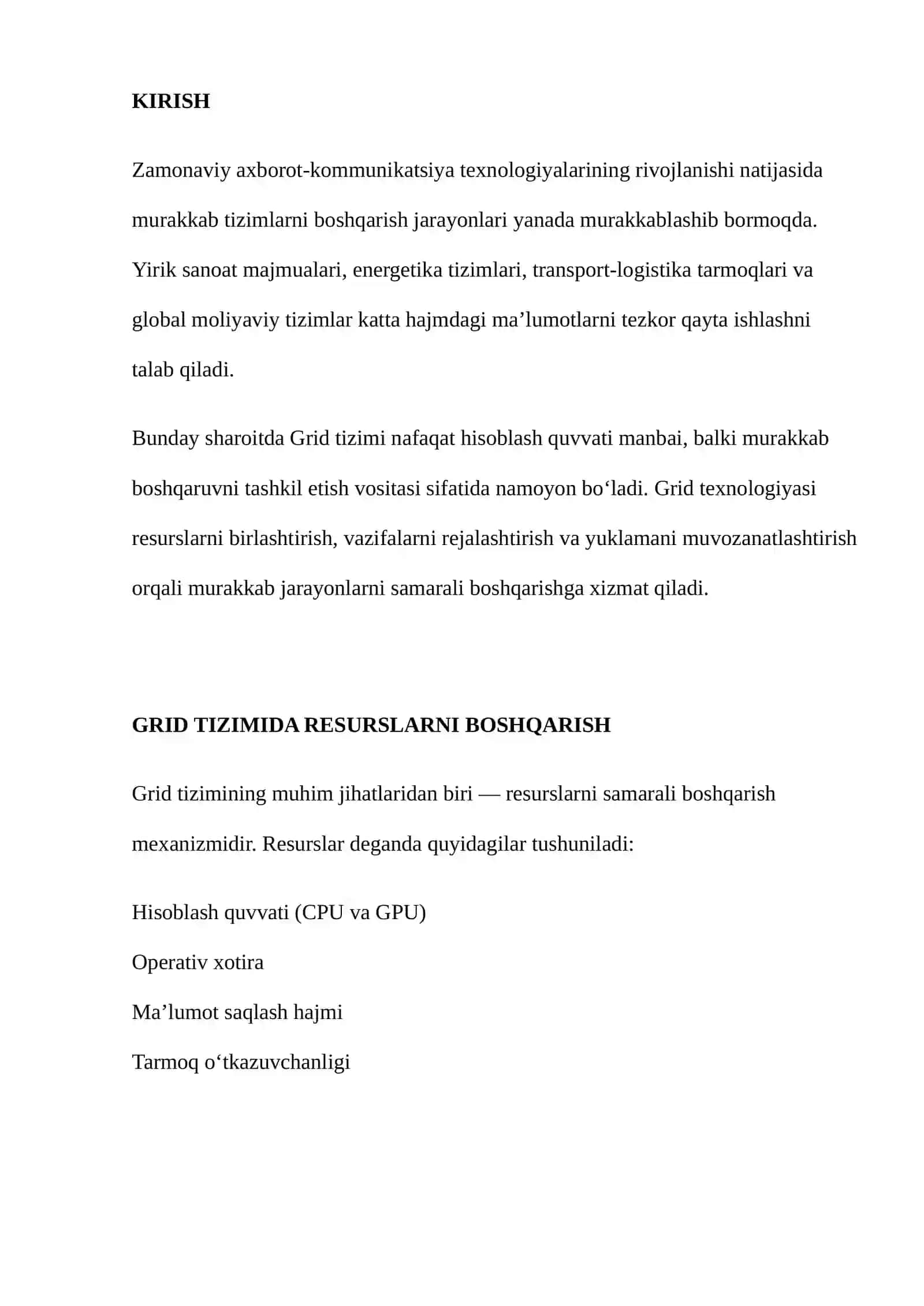 GRID TIZIMI VA MURAKKAB TARTIBNI BOSHQARISH 2