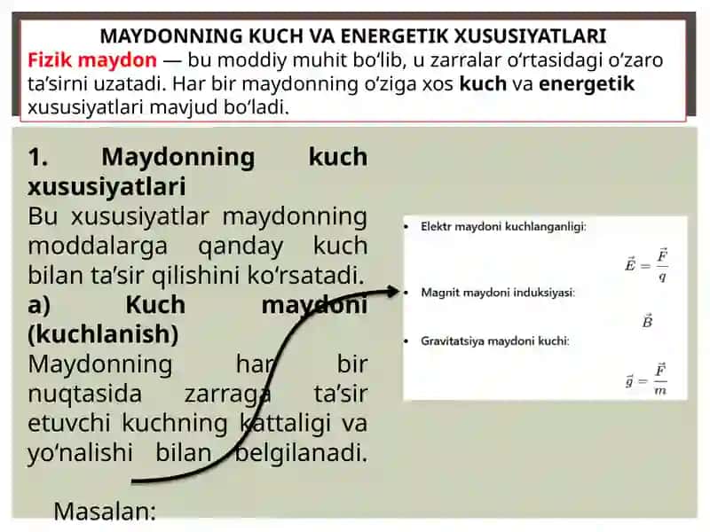 Maydonning kuch va energetik xususiyatlari 2
