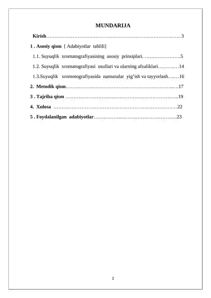 Suyuqlik xromatografiyasi KURS ISHI 2