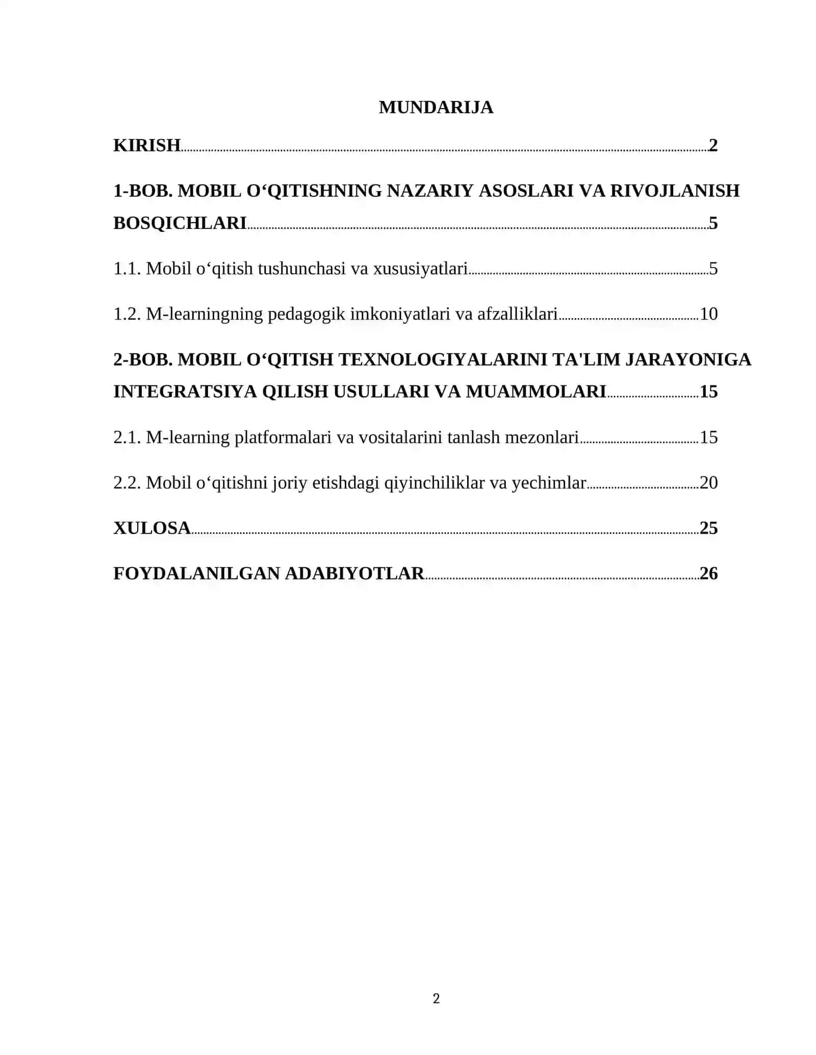 "MOBIL OʻQITISH TEXNOLOGIYALARI (M-LEARNING)" 2