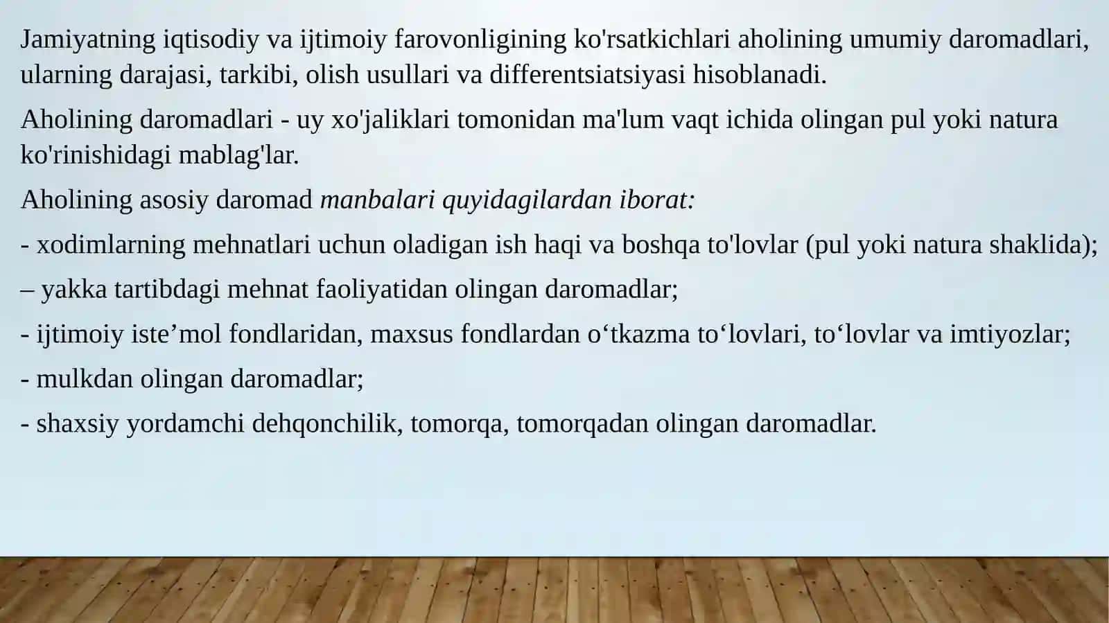 Daromadlar tengsizligi va uning darajasini aniqlash 2