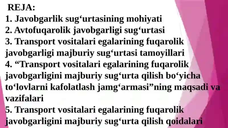 Transport vositalari egalarining fuqarolik javobgarligini majburiy sug‘urta qilish 2