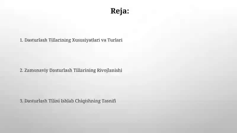 Dasturlash tillarining rivojlanish tasnifi 2
