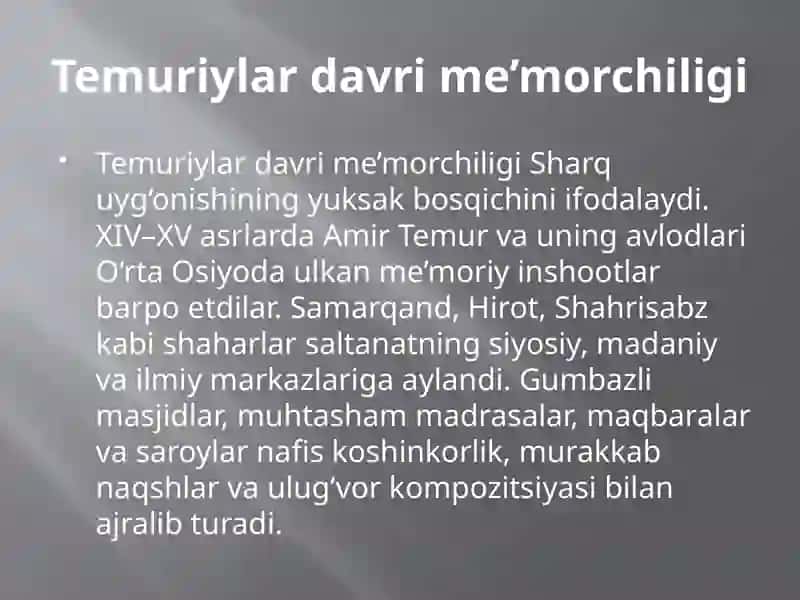 Temuriylardavri me’morchiligi 2