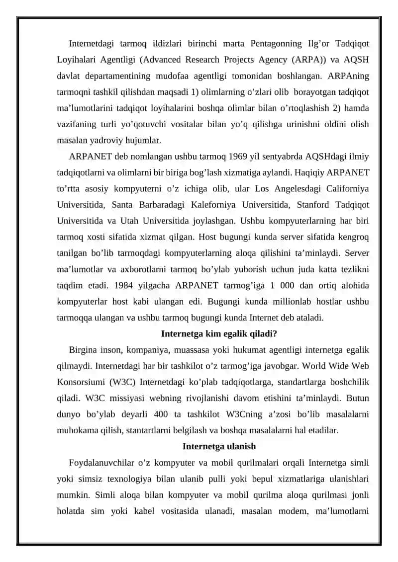 Intemet tarmog'i va DNS xizmati 2