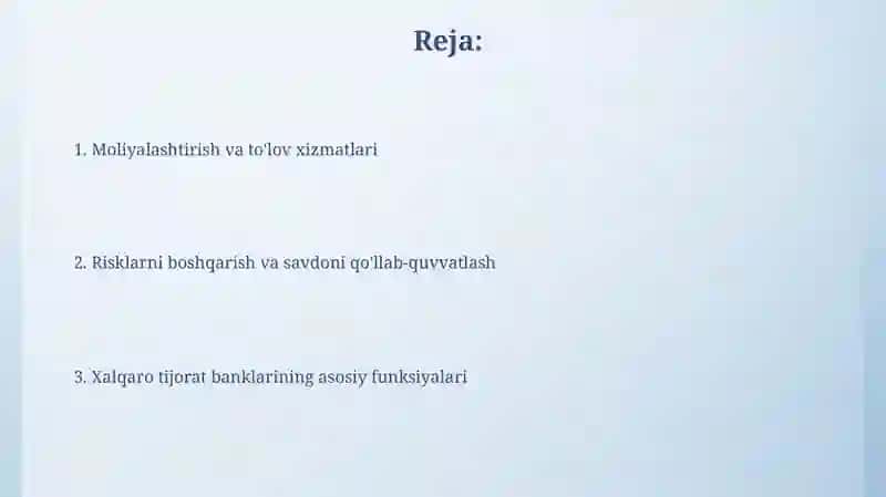 Xalqaro tijorat banklarining funksiyalari 2