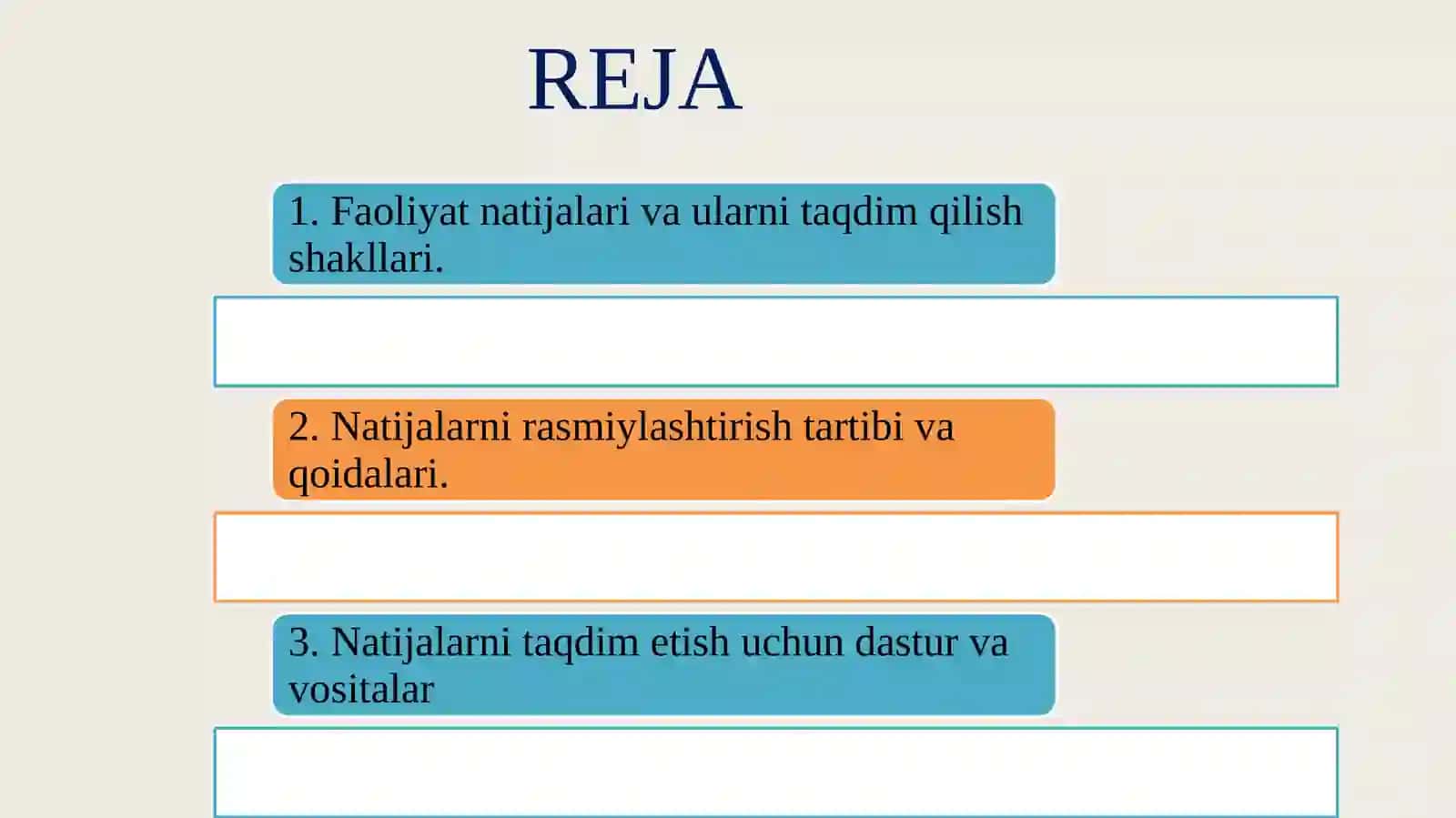 Faoliyat natijalarini taqdim qilish 2