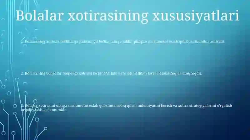 Kichik Maktab Yoshidagi Bolalarning Xotira Xususiyatlari 2