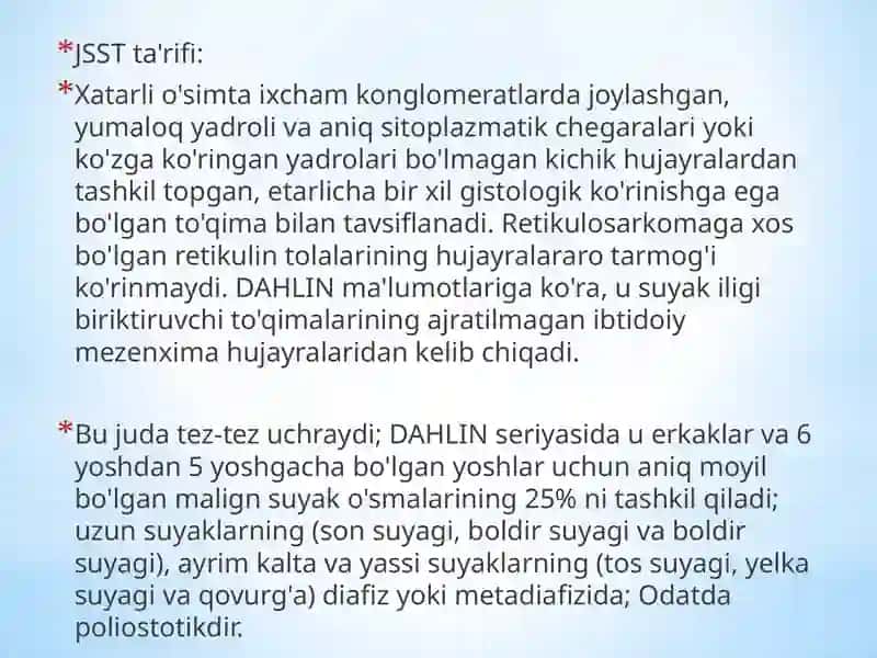 Suyak to’qimasi o’smalari 2
