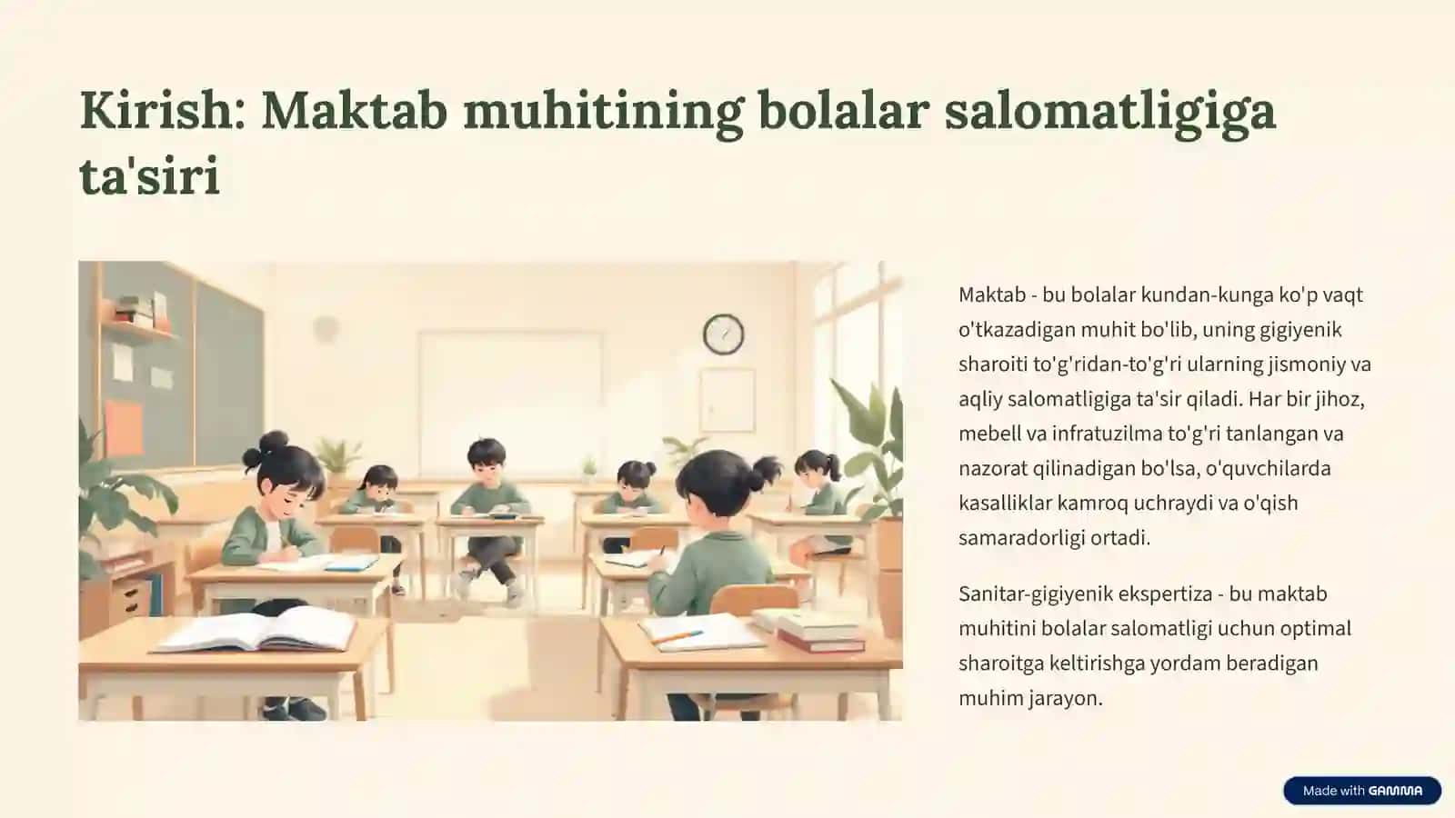 Maktab jihozlarini sanitar-gigiyenik ekspertiza qilish 2