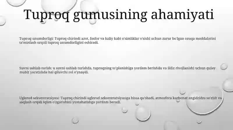 Tuproq Gumusi Va Unumdorligi 2