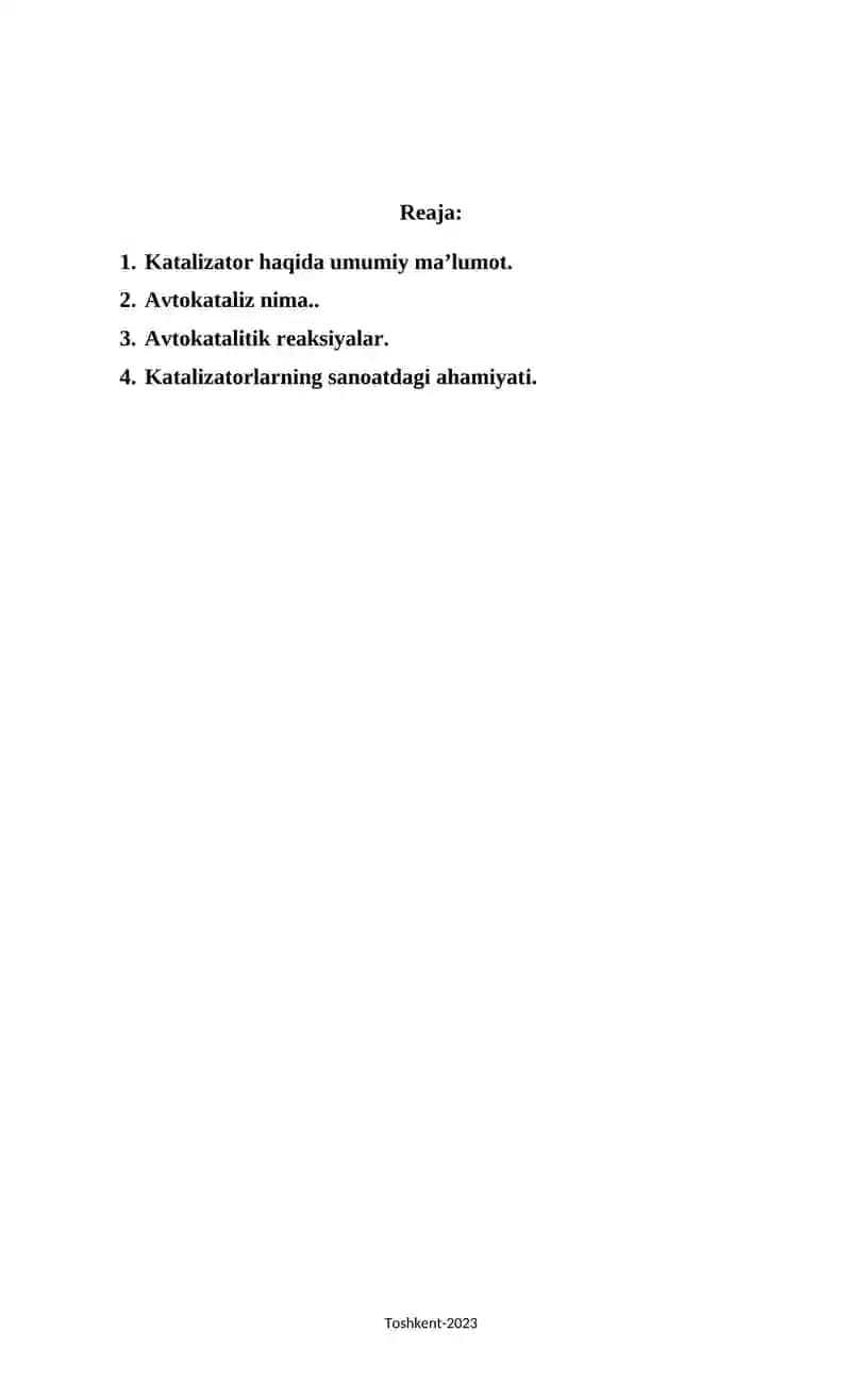 Analitik kimyoda avtokatalitik reaksiya va uning hosil bo’lish usuli. 2