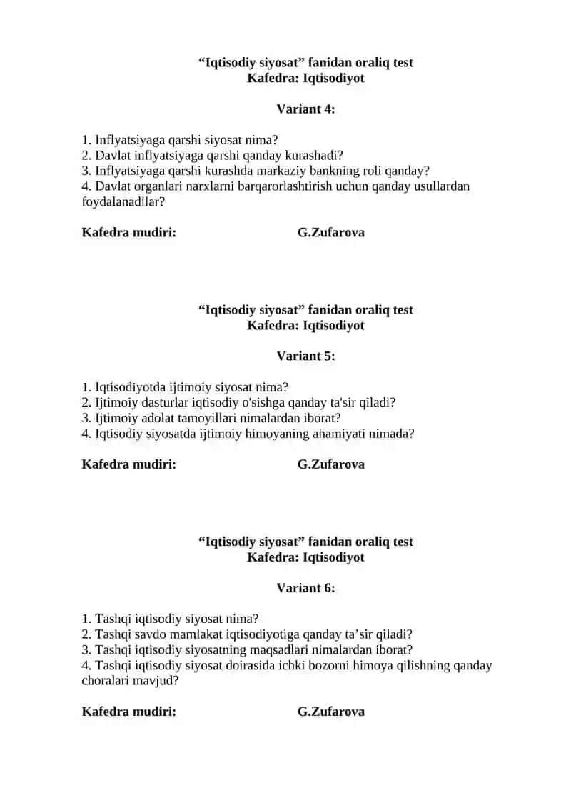 Iqtisodiy siyosat 2