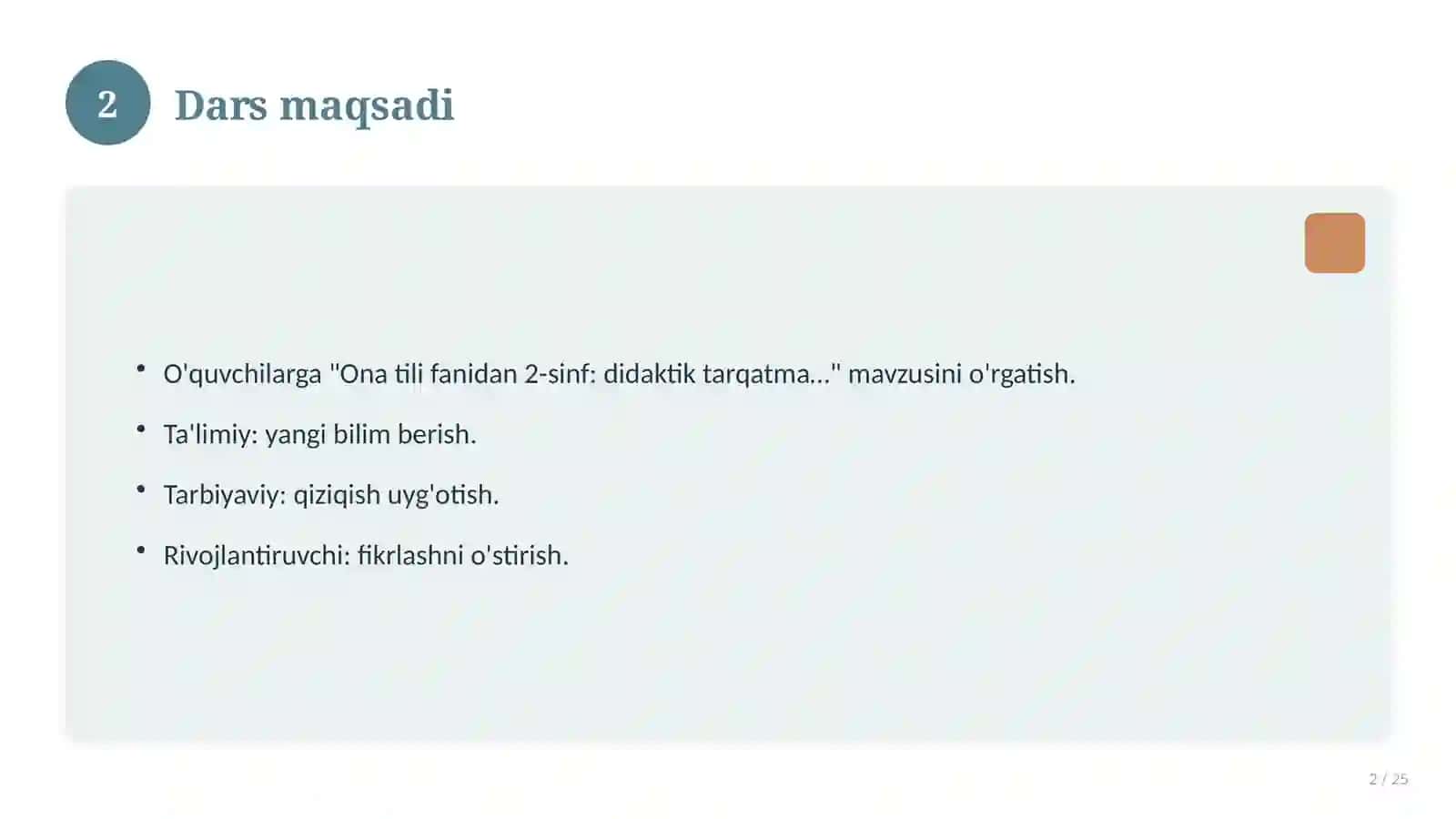 Ona tili fanidan 2-sinf: didaktik tarqatma materiallar 2