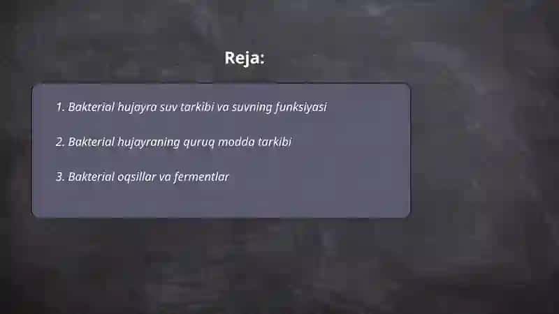 Bakterial hujayraning kimyoviy tarkibi 2