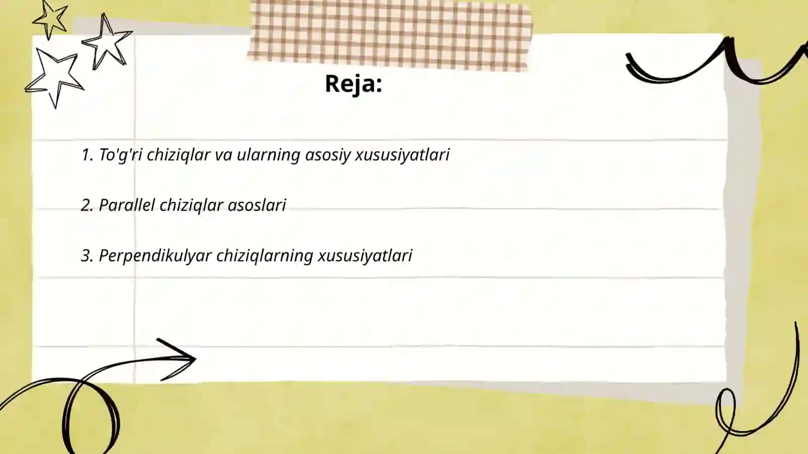 To'g'ri chiziqlarning parallel va perpendikulyarlik sharxlari 2