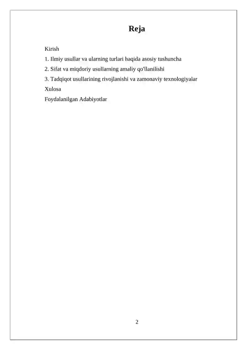 Tadqiqot usullari va koʻnikmalar 2