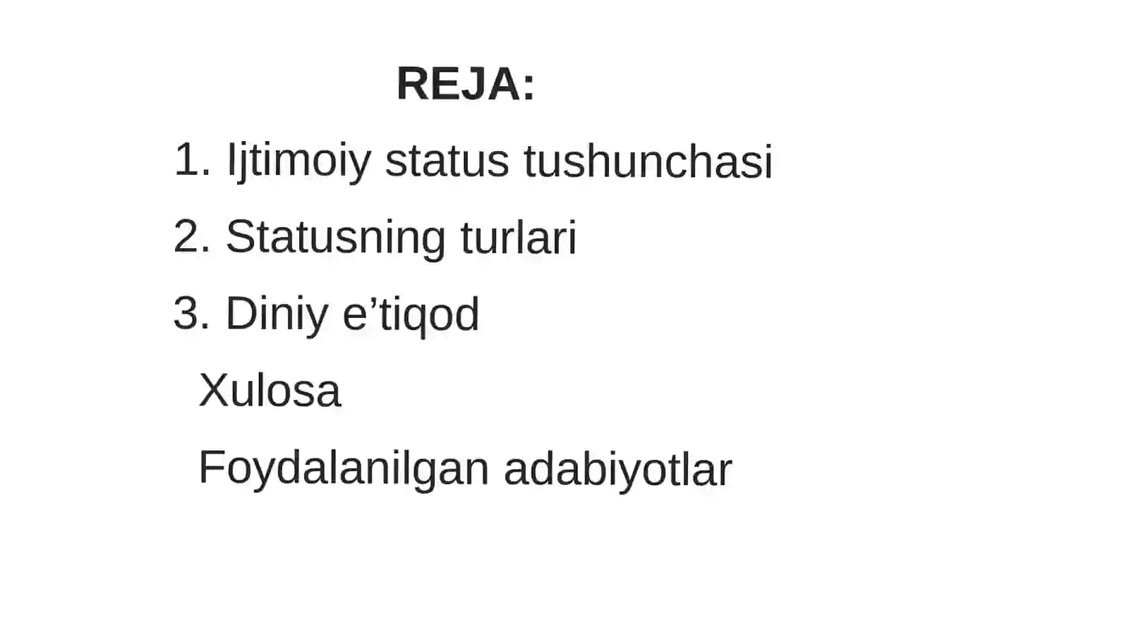 Ijtimoiy status va diniy e’tiqod 2