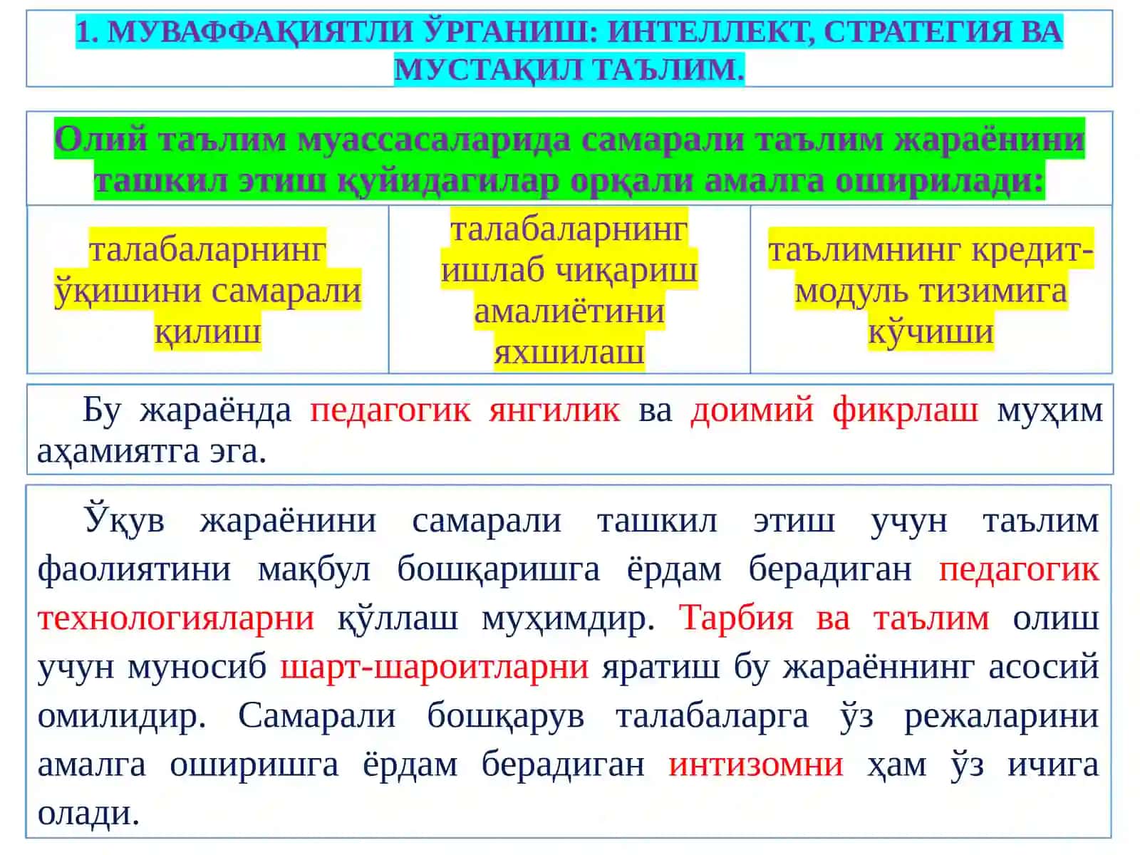 ТАЪЛИМ ОЛИШ ЖАРАЁНИНИ САМАРАЛИ ТАШКИЛ ЭТИШ 2
