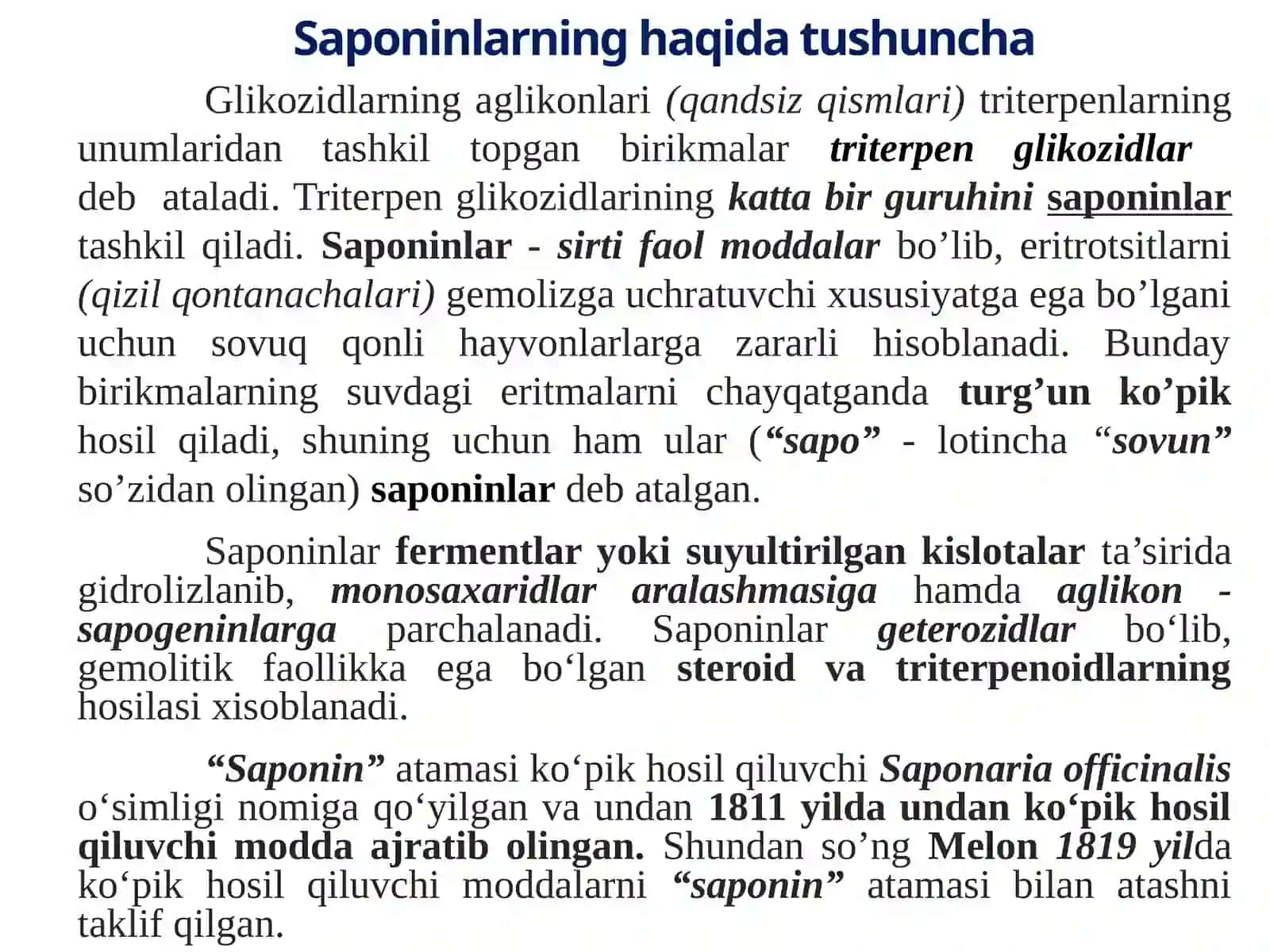 Saponinlar haqida 2