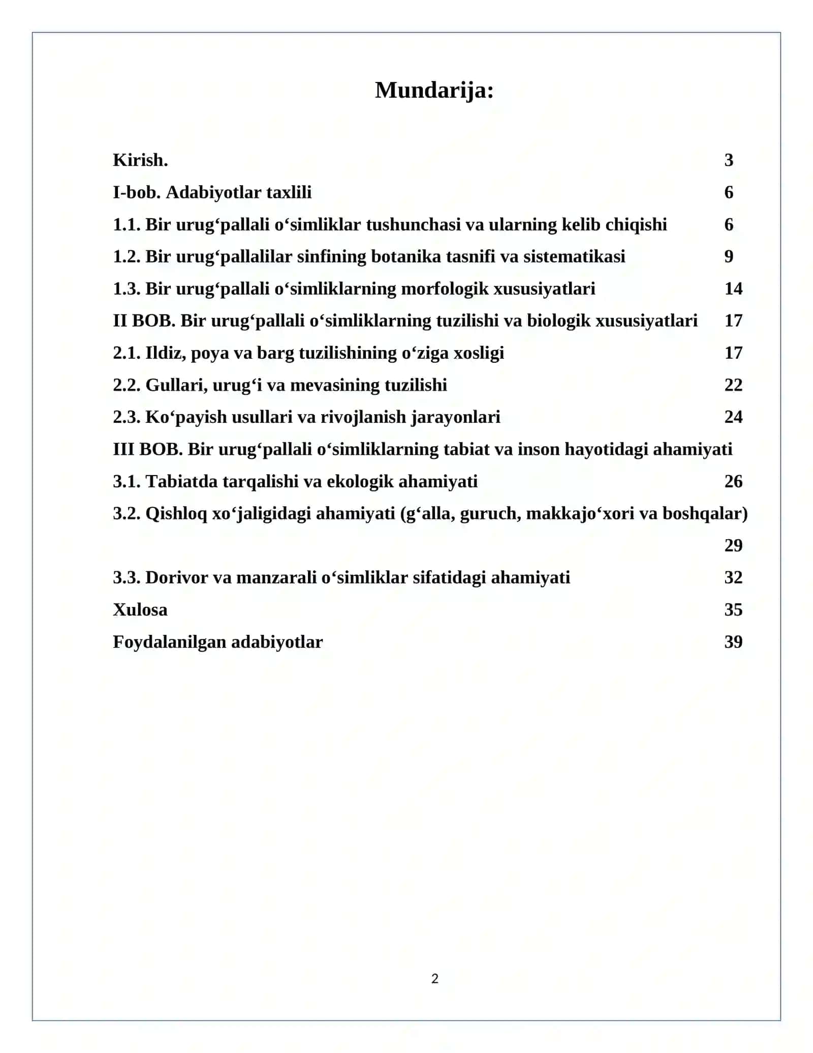 Bir urugʻpallalilar sinfi 2