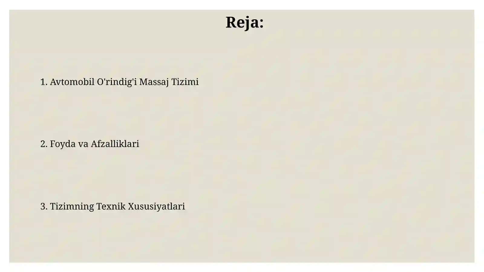 Avtomobil O'rindig'i Massaj Tizimi 2