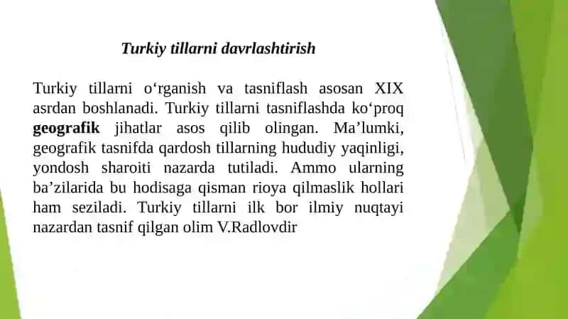 O’zbek tilining taraqqiyot bosqichlari. 2
