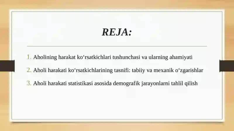 Aholining harakat ko‘rsatgichlari statistikasi 2