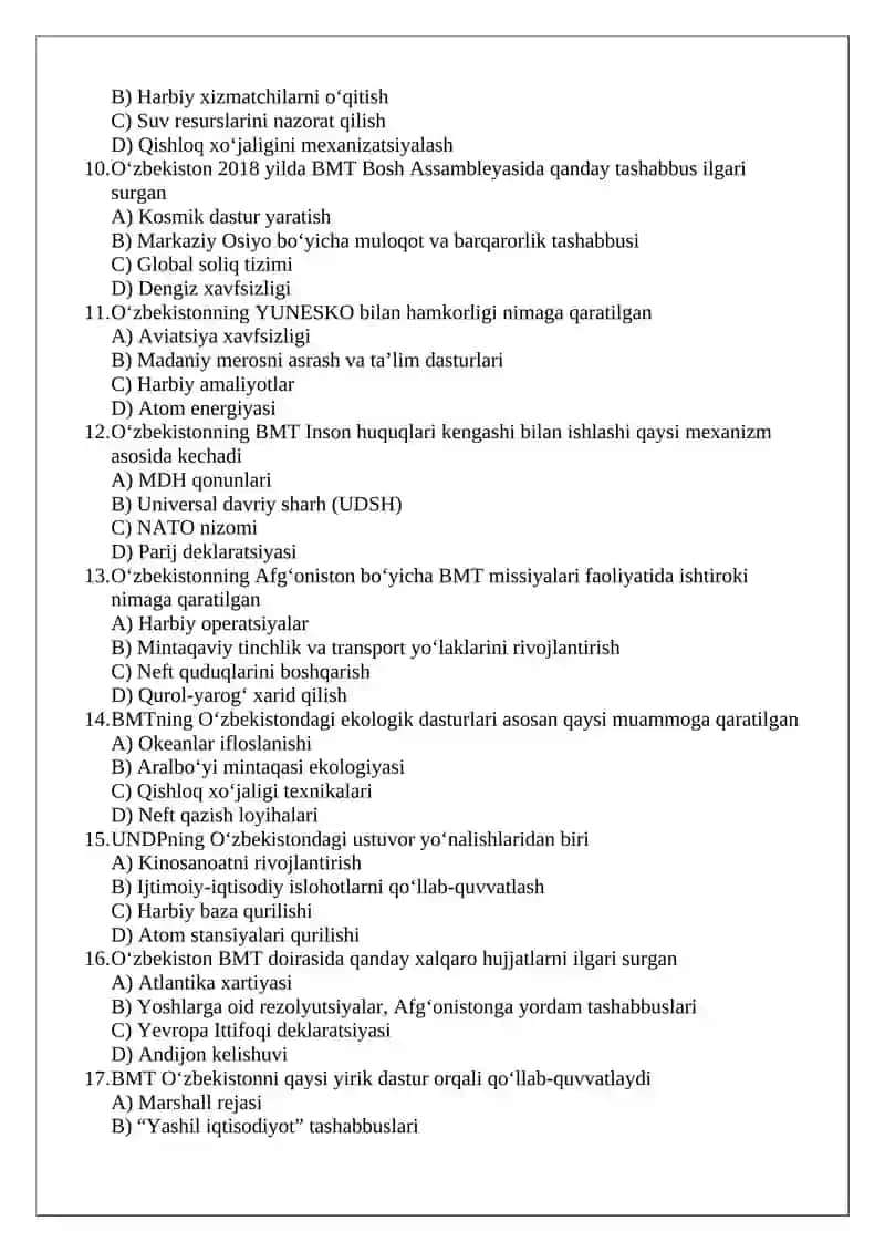 O‘zbekiston – BMT hamkorligi 2