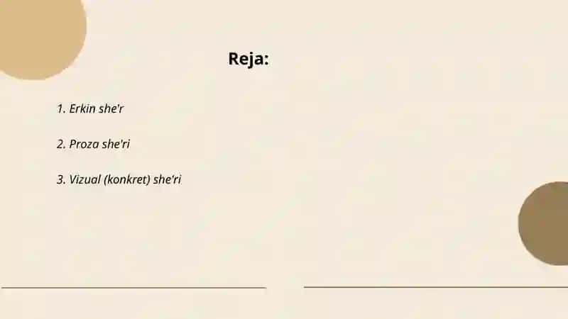 Hozirgi she'riyat janrlari 2