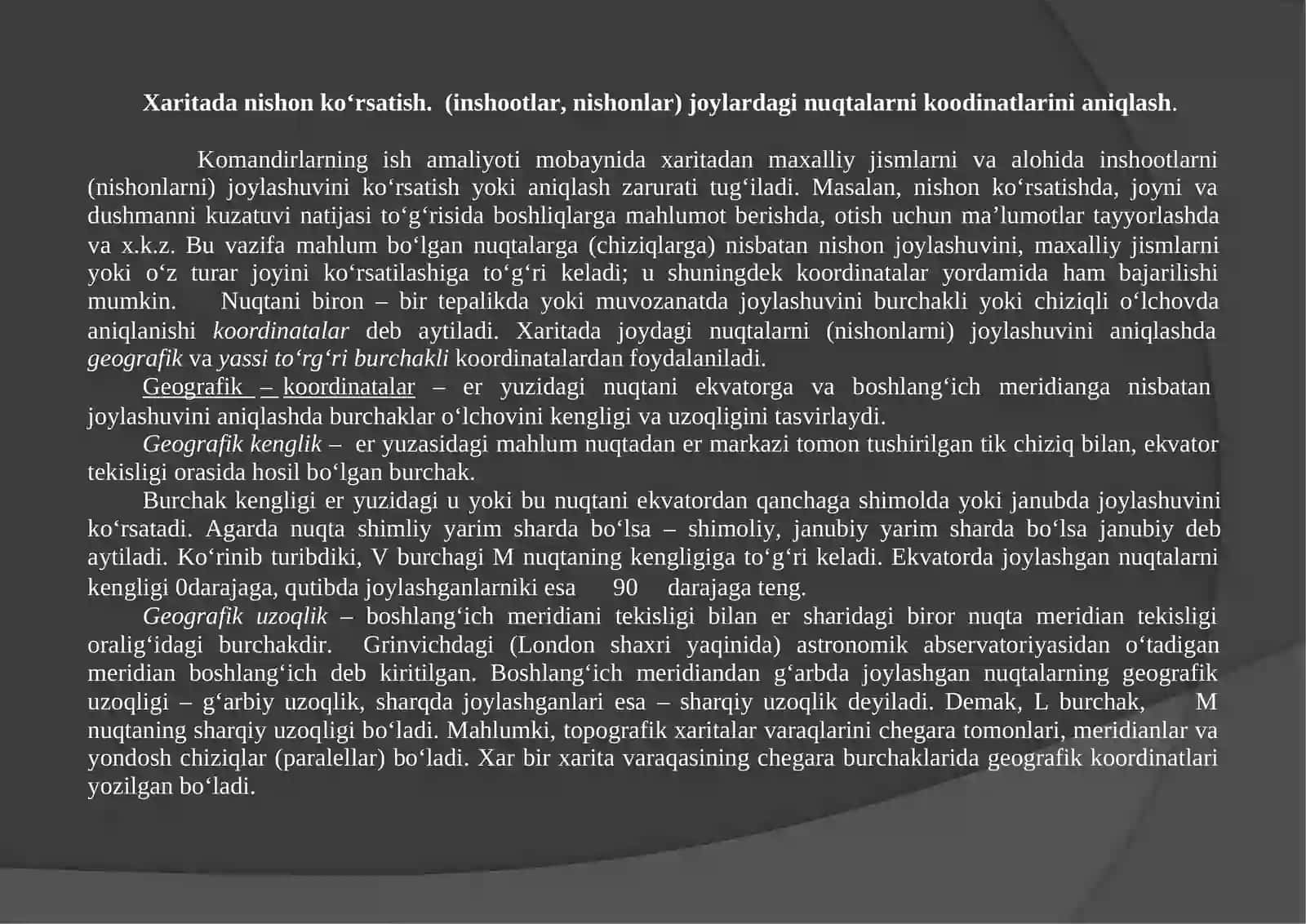 KORDINATATALAR TIZIMLARI 2