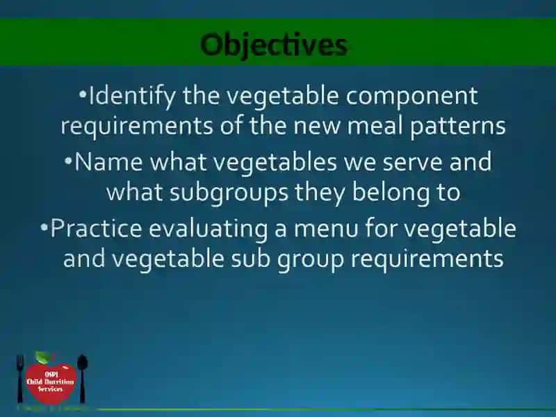 Vegetable Component and Vegetable Sub-Groups Training for School Food Service Staff 2