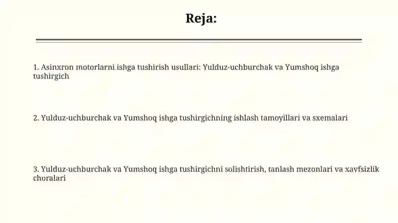 Asinxron motorning ishga tushirish usullari (Y/Δ, soft-starter) 2