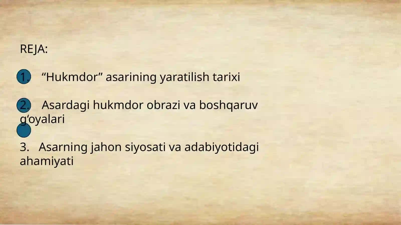 Hukmdor asarining yaratilish tarixi 2
