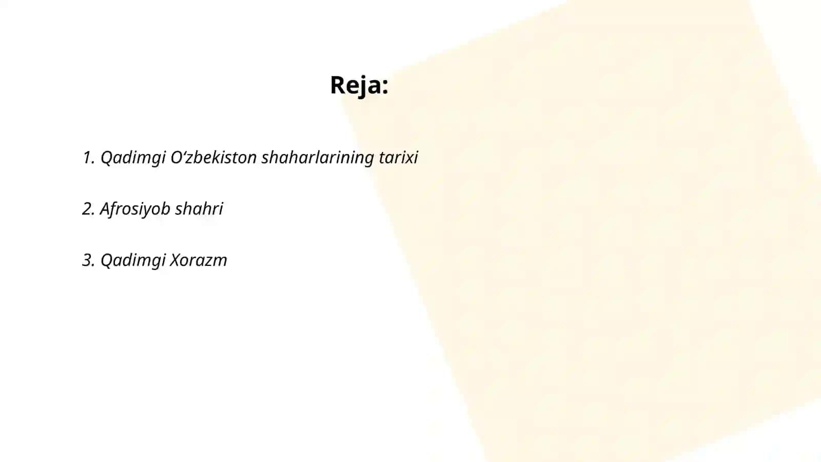 Qadimgi Oʻzbekiston shaharlarining tarixi 2
